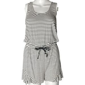 Mika & Gala Horizontal Striped Romper White & Black Size 8